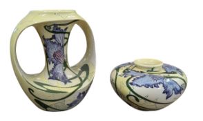 BLACK RYDEN (MOORCROFT) - ECHOES PATTERN BY EMMA BOSSONS - TWO CERAMIC VASES