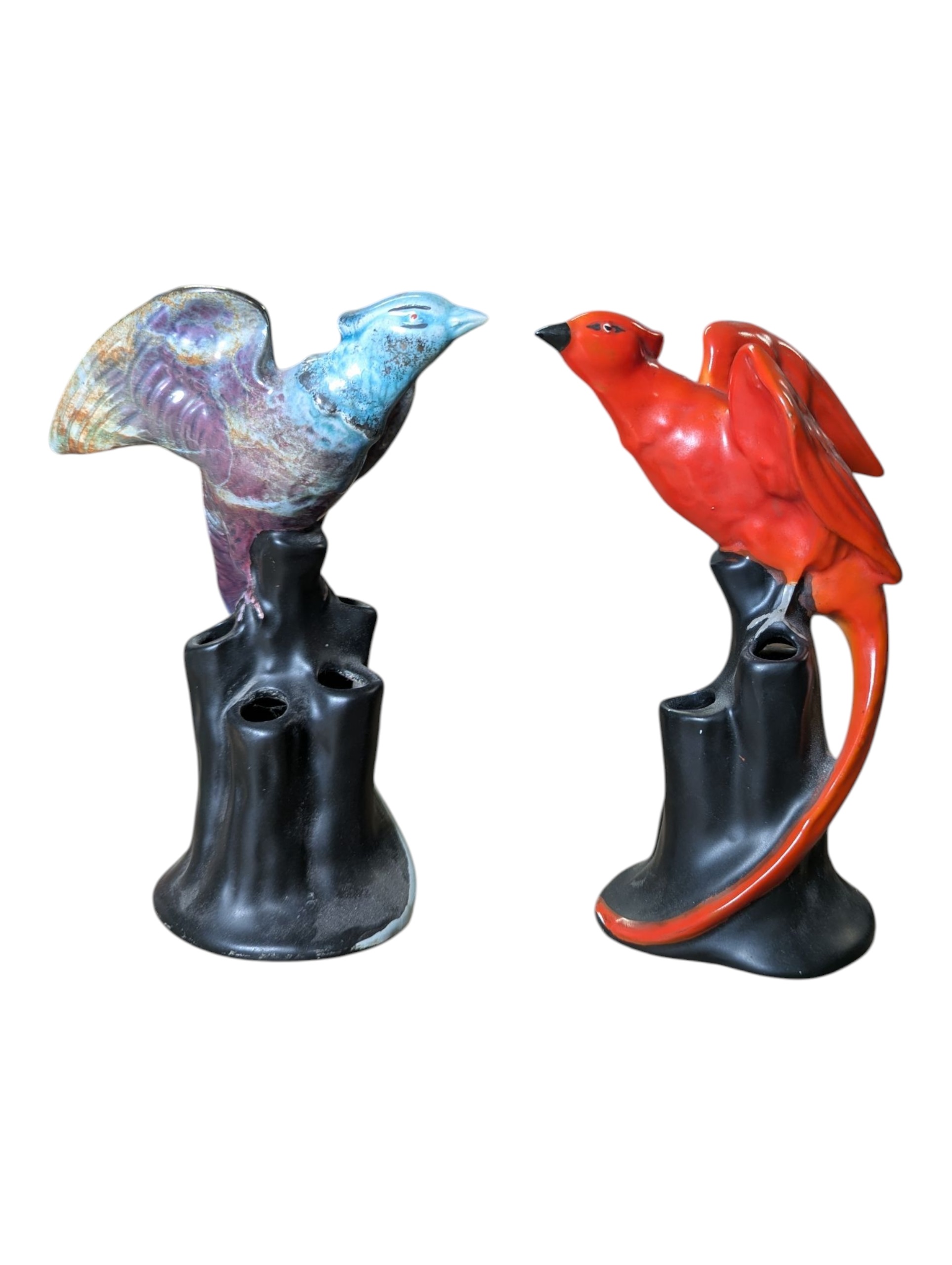 A. J. WILKINSON'S ORIFLAMME DESIGNED BY JOHN BUTLER - TWO CERAMIC PHOENIXES