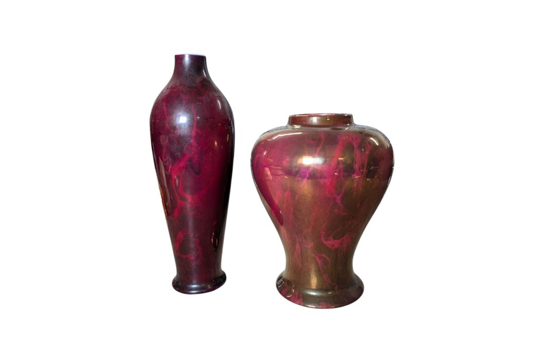 A. J. WILKINSON ORIFLAMME DESIGNED BY JOHN BUTLER - TWO PURPLE LUSTRE FINISH VASES - Image 1 of 5