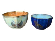 DAISY MAKEIG-JONES FOR WEDGWOOD - TWO MINIATURE LUSTRE FAIRYLAND OCTAGONAL BOWLS