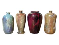 A. J. WILKINSON'S ORIFLAMME DESIGNED BY JOHN BUTLER - FOUR LUSTRE CERAMIC VASES