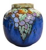ROYAL DOULTON STONEWARE BY VERA HUGGINS - ART NOUVEAU FRUIT & GRAPES VASE