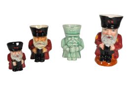 SHORTER & SON - FOUR EARLY 20TH CENTURY STAFFORDSHIRE CHELSEA PENSIONER FIGURES