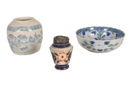 VINTAGE 20TH CENTURY MEABATA PORCELAIN DISH TOGETHER W/ GINGER JAR