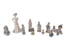 COLLECTION OF 19TH CENTURY AND LATER BISQUE LADIES AND PIN CUSHION DOLLS