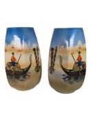 CROWN FORD - PAIR OF HAND PAINTED ITALIAN STYLE VASES