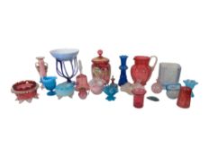 COLLECTION OF 19TH AND EARLY 20TH CENTURY COLOURED GLASSWARE