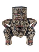 LATE 20TH CENTURY POTTERY REPLICA MAYAN RATTLE POT / EFFIGY VESSEL