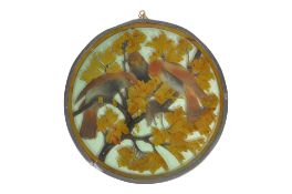 20TH CENTURY VINTAGE STAINED GLASS HAND PAINTED HANGING PANEL