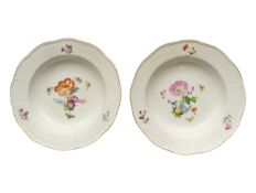 KPM BERLIN - TWO 19TH CENTURY PORCELAIN HAND PAINTED SOUP DISHES