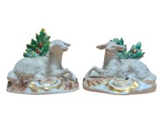 PAIR OF 18TH CENTURY CHELSEA PORCELAIN CHINA SHEEP FIGURES