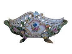 MEISSEN - LATE 19TH CENTURY PORCELAIN TWIN HANDLED BASKET