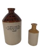 TWO EARLY 20TH CENTURY STONEWARE BRISTOL FLAGON / JUGS