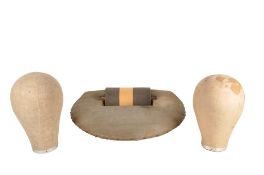 TWO LATE 19TH / EARLY 20TH CENTURY SHOP DISPLAY CANVAS MILLINERY CLOTH HEADS