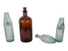 ADVERTISING - COLLECTION OF VINTAGE GREEN GLASS INC. TORPEDO BOTTLE
