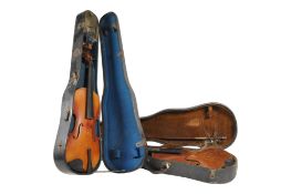 TWO 20TH CENTURY CASED STUDENT'S VIOLINS