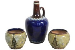 PAIR OF ROYAL DOULTON SMALL PLANTERS & LAMBETH JUG