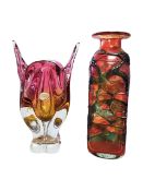 TWO 20TH CENTURY VINTAGE STUDIO GLASS VASES