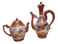 JAPANESE MEIJI PERIOD KUTANI PORCELAIN TEAPOT AND EWER