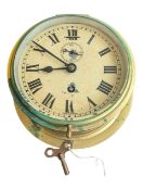 19TH CENTURY BARREL BRASS SHIPS CLOCK MADE IN ENGLAND
