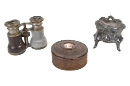 COLLECTION OF FRENCH TRINKET BOXES & JOCKEY CLUB BINOCULARS
