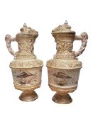 PAIR OF EARLY 20TH CENTURY EDWARDIAN CERAMIC JUGS / VASES