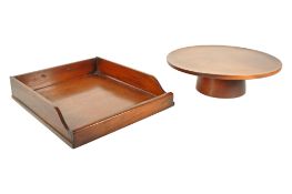 EARLY 20TH CENTURY VINTAGE MAHOGANY LAZY SUSAN WITH VICTORIAN STATIONARY TRAY