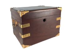 LATE 20TH CENTURY VINTAGE CAMPAIGN STYLE WOODEN BOX / CHEST