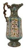 19TH CENTURY MAJOLICA PITCHER WITH FLORAL DESIGN