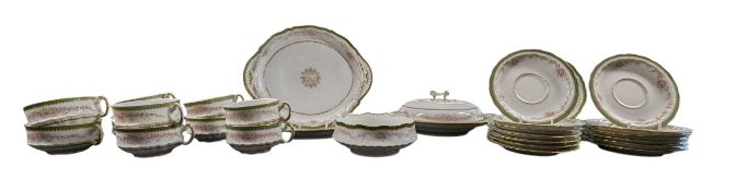THEODORE HAVILAND FOR LIMGOES -PORCELAINE MOUSSELINE PART TEA SERVICE IN GREEN & GILT