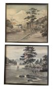 TWO 20TH CENTURY JAPANESE INK AND COLOUR ON SILK PAINTINGS