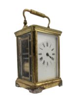 EARLY 20TH CENTURY FRENCH BRASS CARRIAGE CLOCK