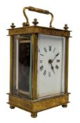 EARLY 20TH CENTURY BRASS CASED CARRIAGE CLOCK