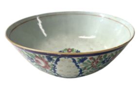 19TH CENTURY CONTINENTAL STONEWARE POTTERY CHOIOISERIE BOWL