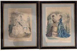 PARIS FASHIONS - PAIR OF 19TH CENTURY HANDCOLOURED LITHOGRAPHS