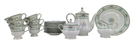 WEDDWOOD - CO-OP CENTENARY EDITION AGINCOURT GREEN PART TEA SERVICE - CO-OP CENTENARY EDITION