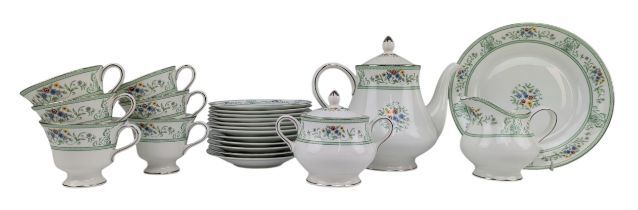 WEDDWOOD - CO-OP CENTENARY EDITION AGINCOURT GREEN PART TEA SERVICE - CO-OP CENTENARY EDITION