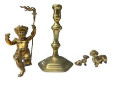 FOUR LATE 19TH & 20TH CENTURY BRASS DECORATIVE ITEMS