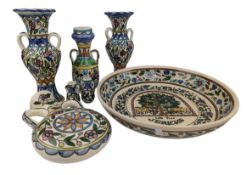 COLLECTION OF JERUSALEM MAJOLICA POTTERY CERAMIC CENTREPIECES