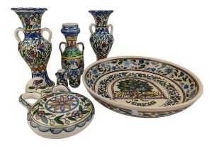 COLLECTION OF JERUSALEM MAJOLICA POTTERY CERAMIC CENTREPIECES