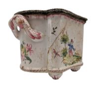 FRENCH VEUVE PERRIN LATE 18TH / EARLY 19TH CENTURY FAIENCE ENAMELLED INKWELL