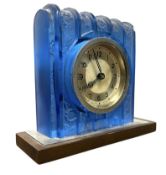 EARLY 20TH CENTURY FRENCH ART DECO BLUE GLASS CLOCK