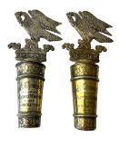 VICTORIAN PAIR OF CAST BRASS CREST CORONET ORNAMENTS FOR SIR THOMAS D PILE