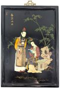 20TH CENTURY CHINESE MOP & SOAPSTONE INLAY WALL PLAQUE
