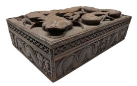 EARLY 20TH CENTURY ANGLO-INDIAN CARVED WOODEN BOX WITH DRAGON