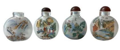 COLLECTION OF 20TH CENTURY CHINESE REVERSE PAINTED GLASS SNUFF BOTTLES
