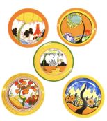 WEDGEWOOD - CLARICE CLIFF RANGE - COLLECTION OF FIVE LIMITED EDITION PLATES