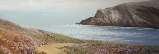 REGINALD DANIEL SHERRIN - WATERCOLOUR & GOUACHE SEASCAPE OF CORNISH COASTLINE