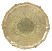 18TH CENTURY GEORGE III HALLMARKED SILVER SALVER / CARD TRAY
