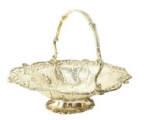 VICTORIAN HALLMARKED SILVER SWING HANDLED CAKE / FRUIT BASKET